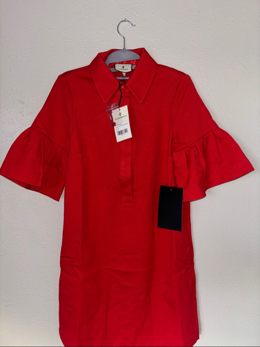Tuckernuck Red Ruffle Sleeve Polo Dress